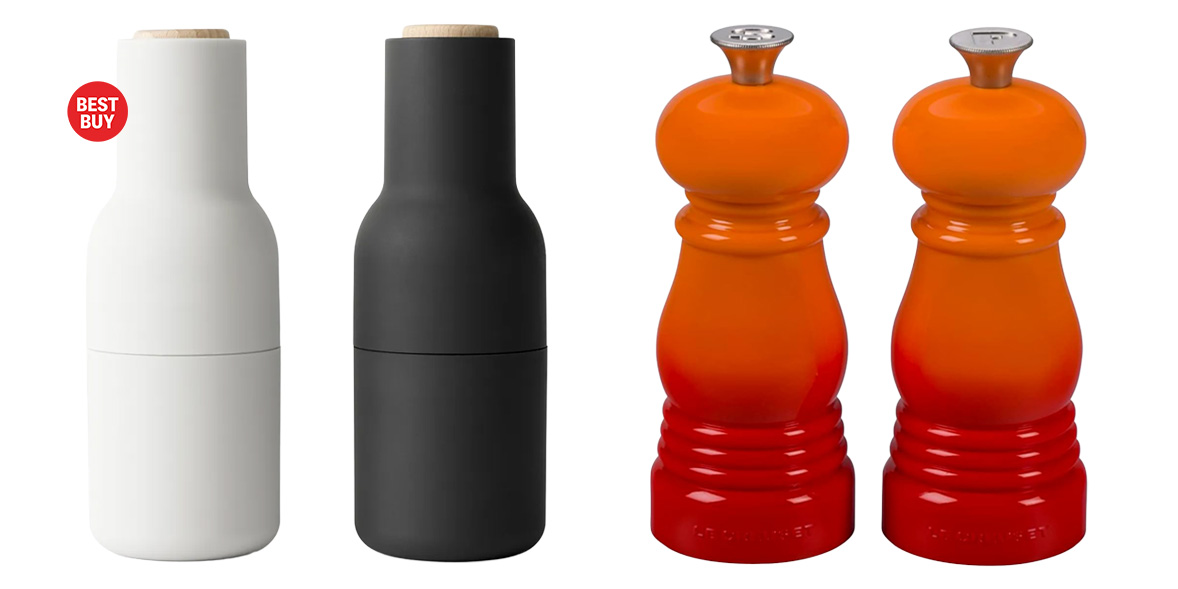 Menu vs Le Creuset salt and pepper grinders line up