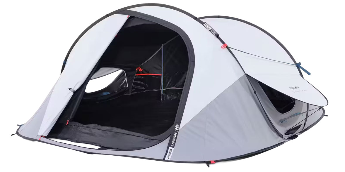 Quechua 3 Person Blackout Pop-Up Tent - 2 Seconds Fresh & Black