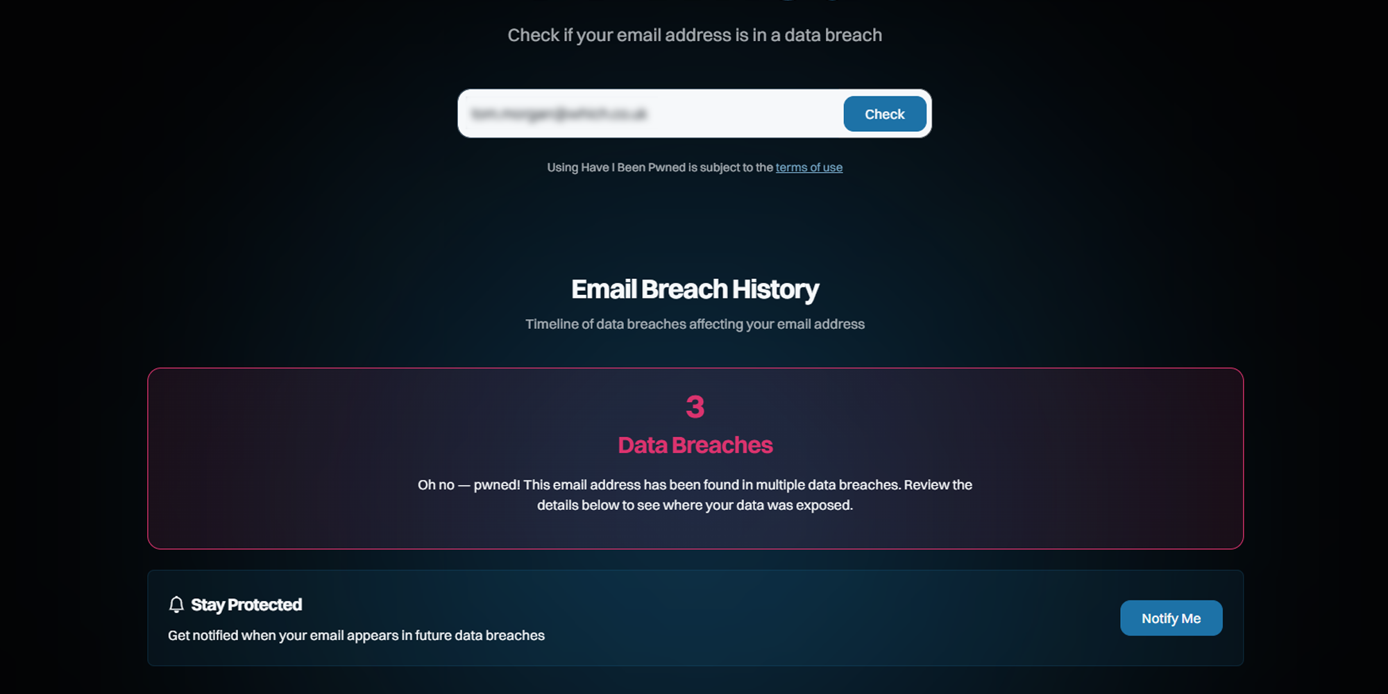 HaveIBeenPwned screenshot