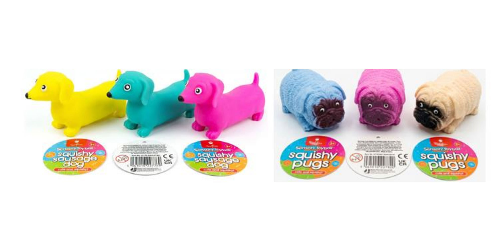 Recalled Squishy sausage dogs and pugs