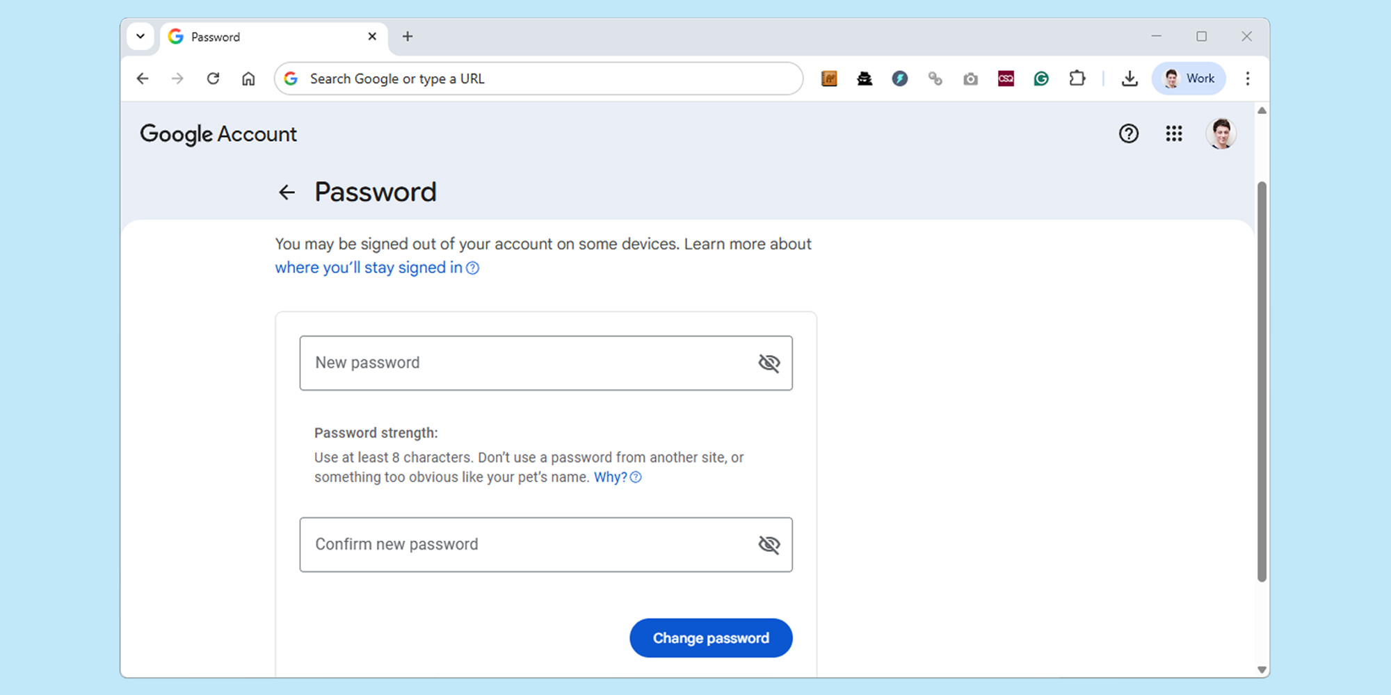 Change Google password