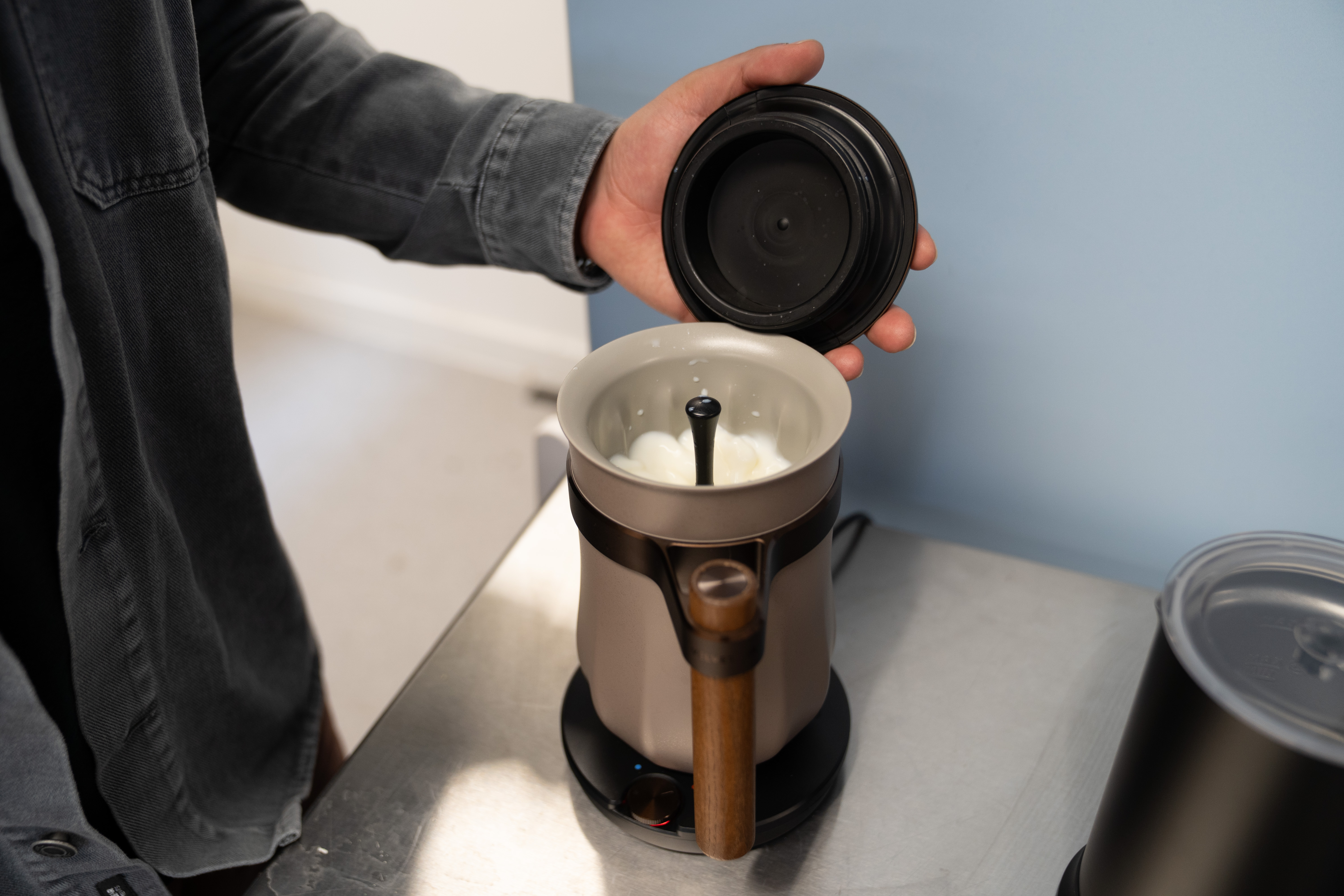 Our expert testing the Hotel Chocolat Velvetiser 2.0