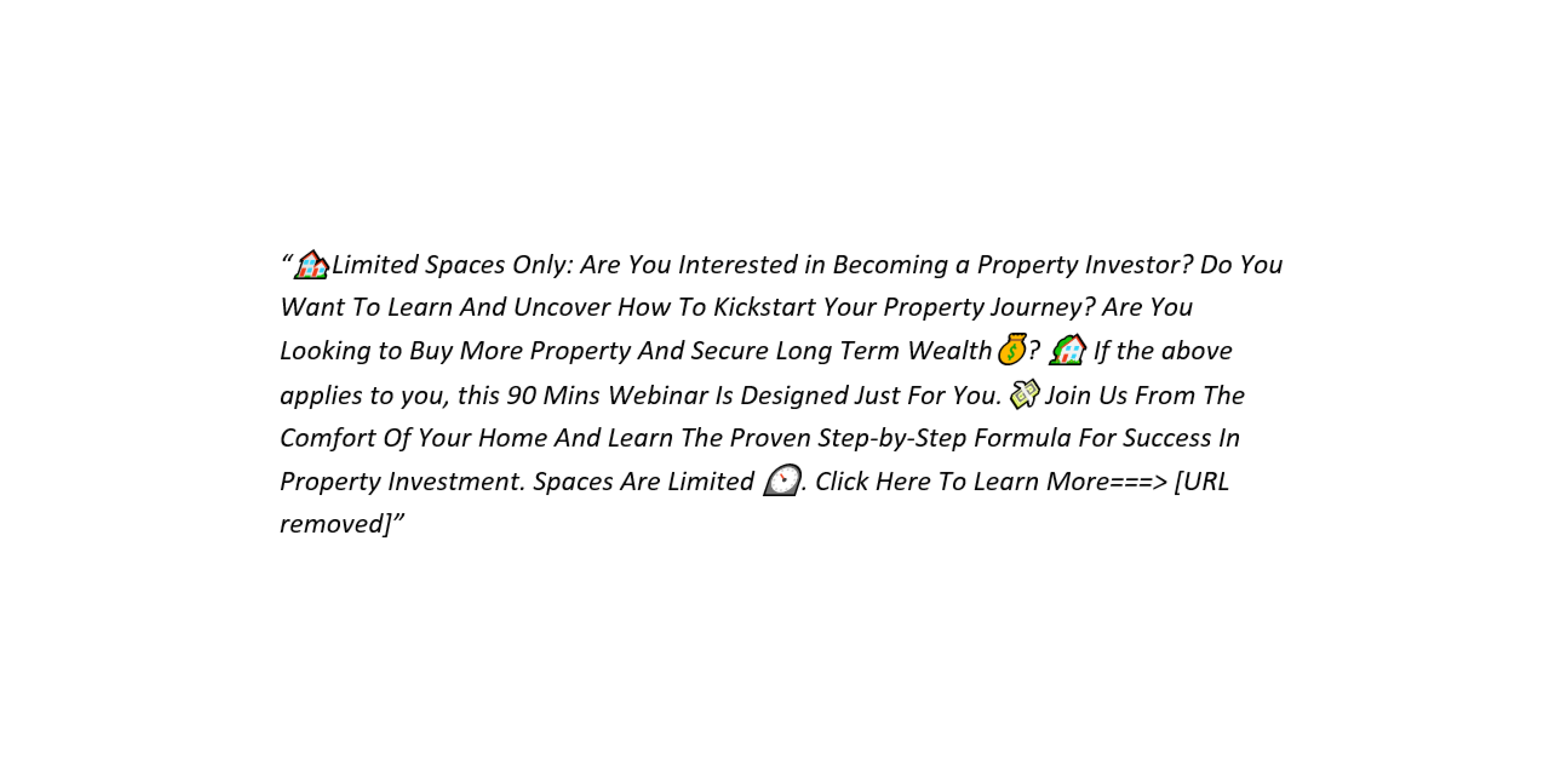Illustrative example of a typical property investment advice advert in our sample.