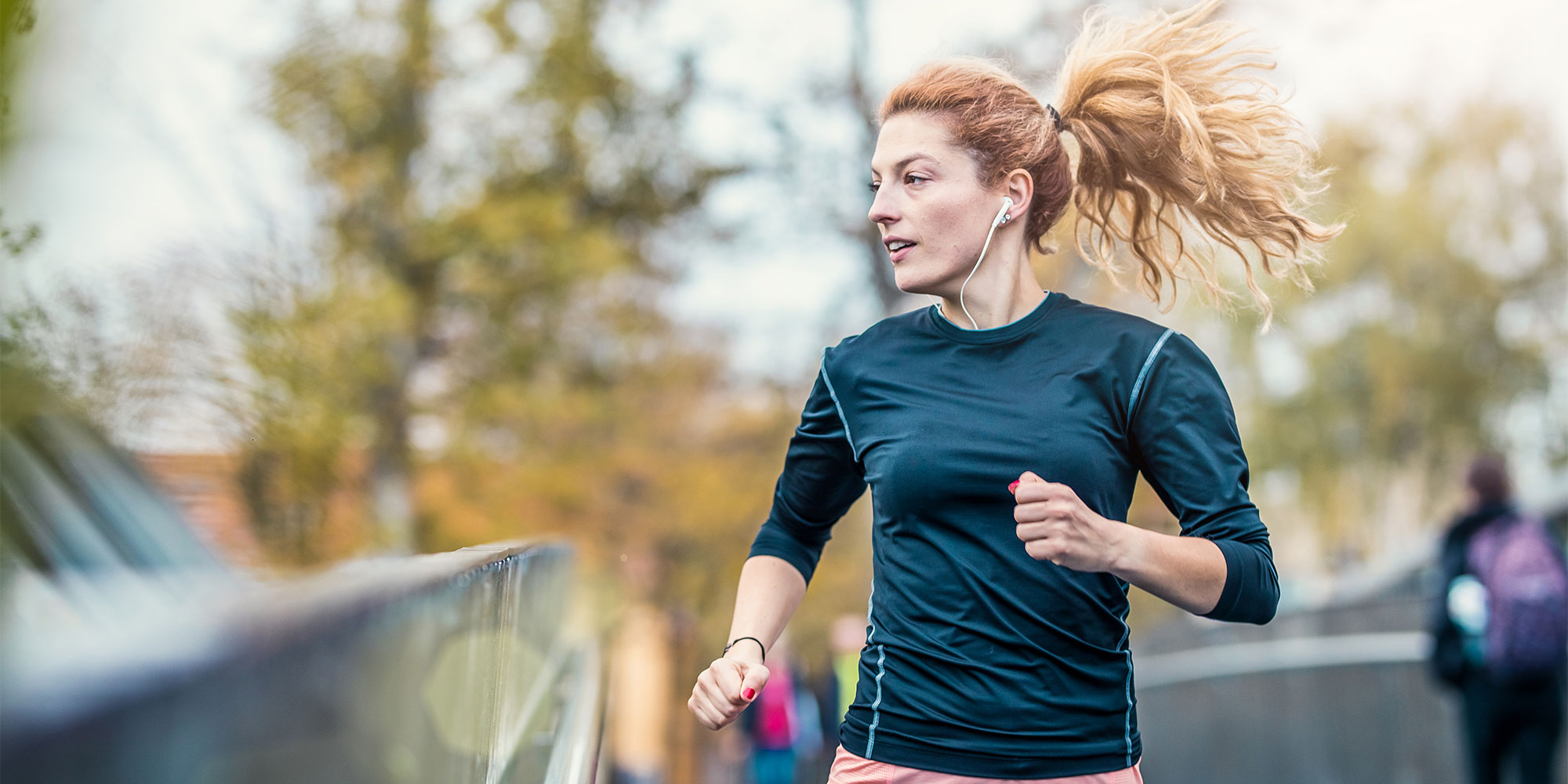 A woman exercising outside