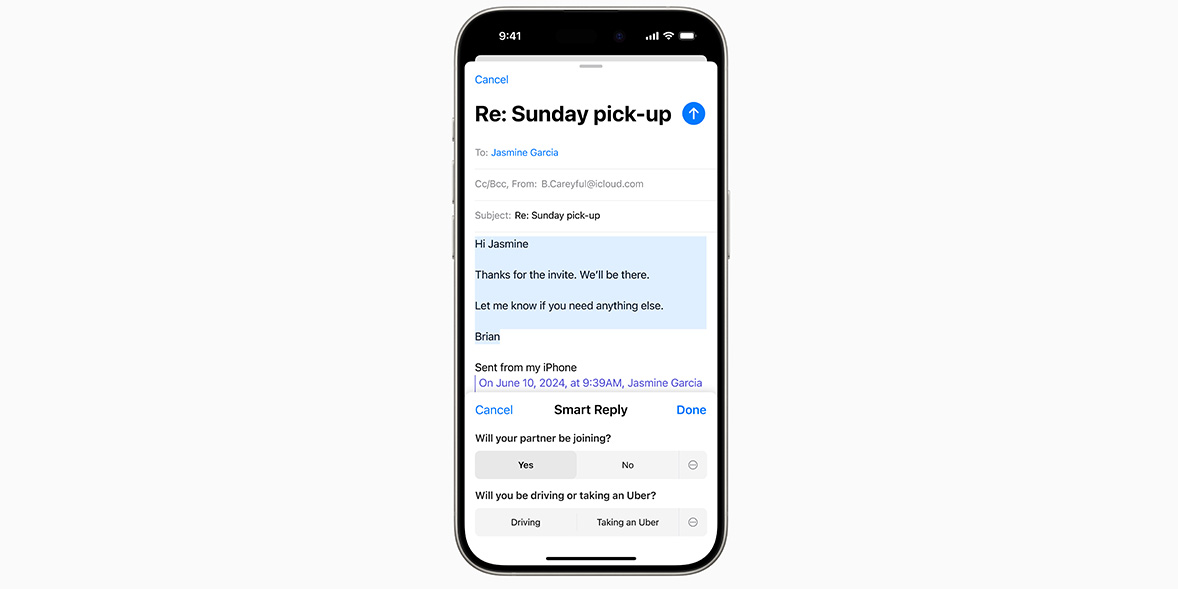 Smart reply with AI in iOS 18