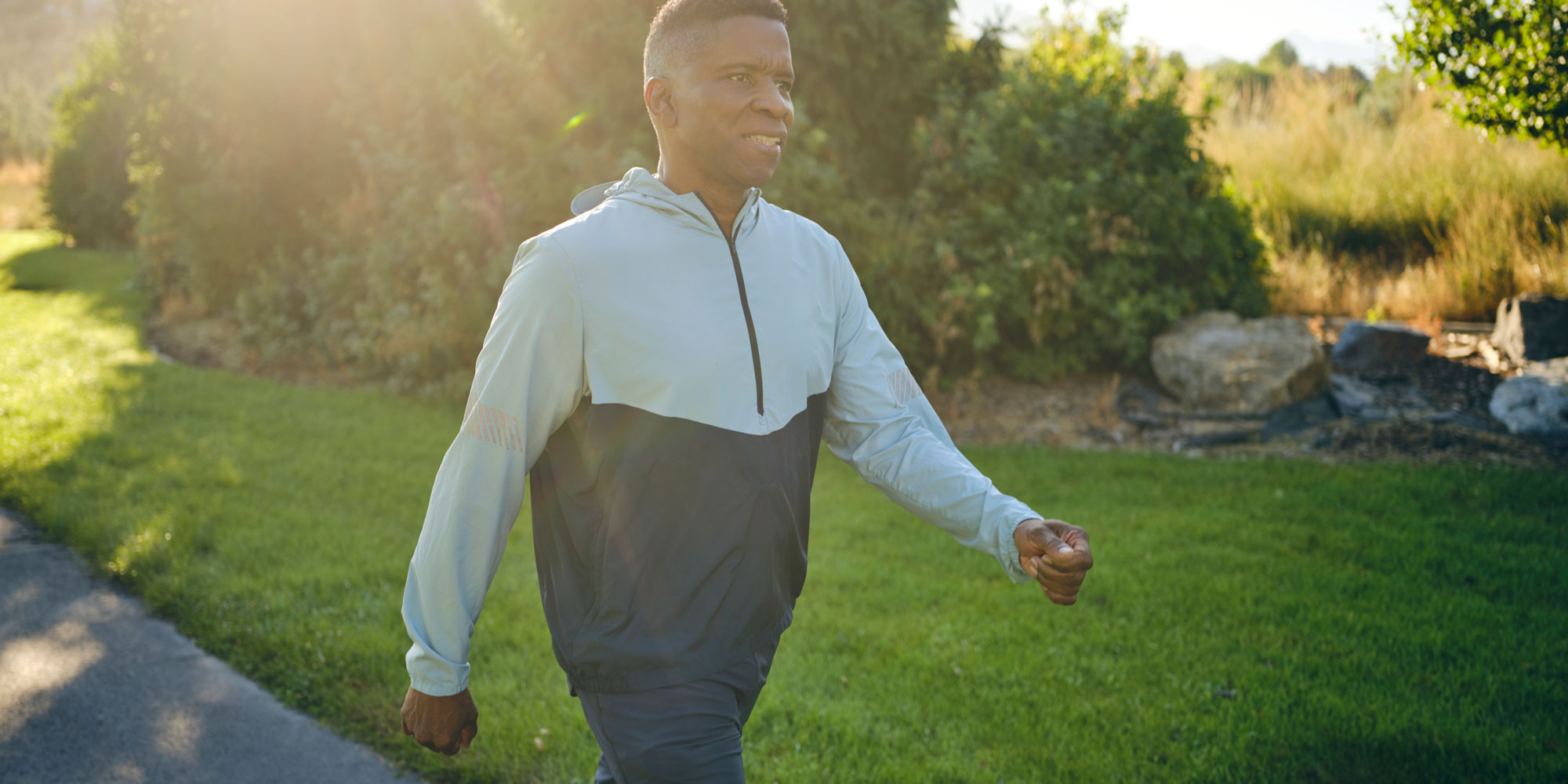 Man on brisk walk