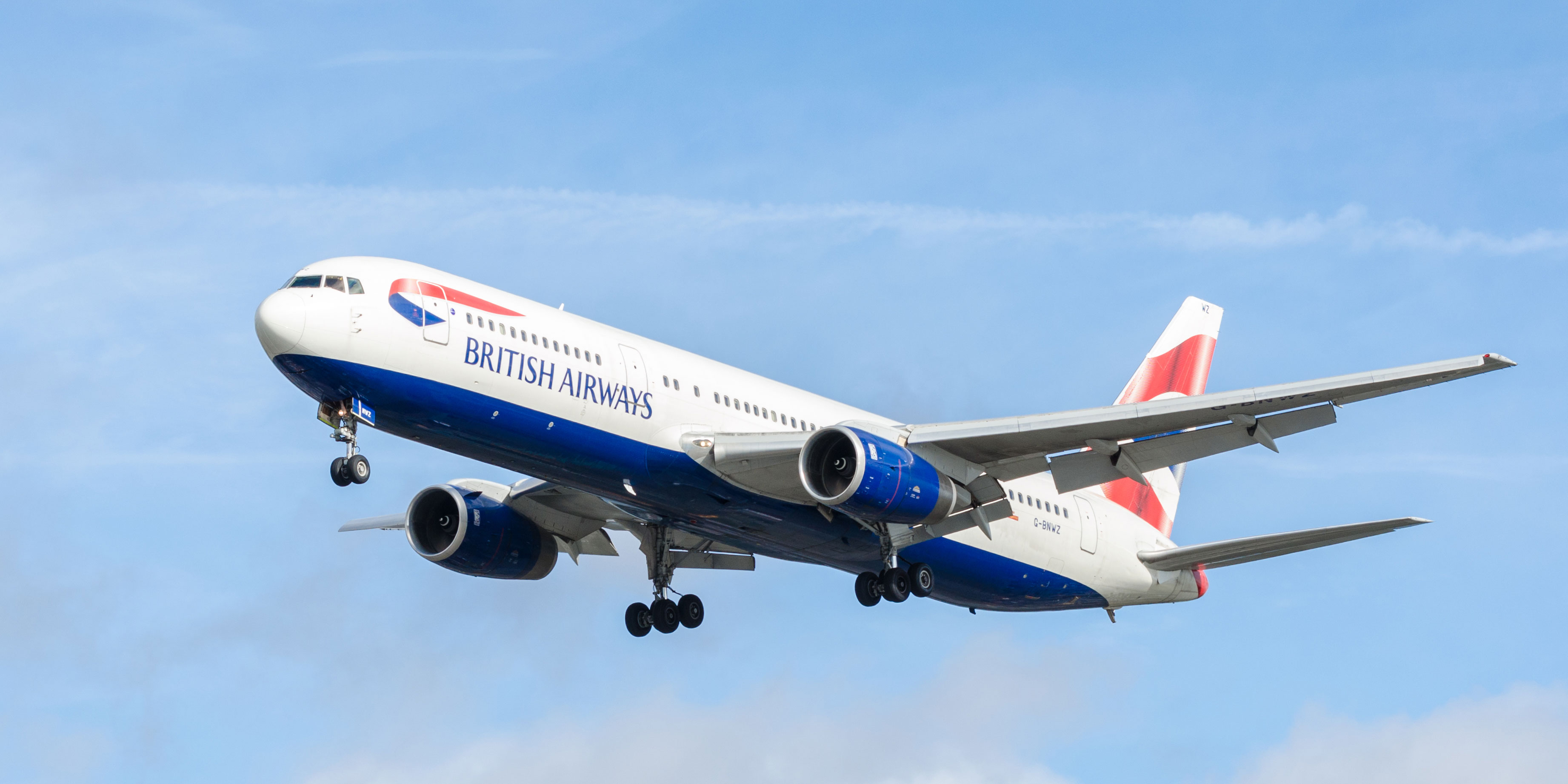 A British Airways plane flying in the sky