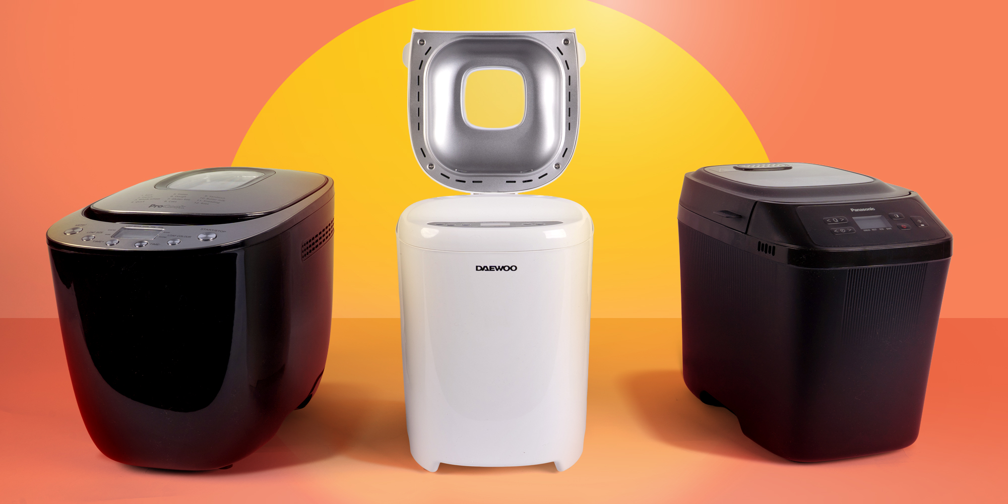 Three bread makers lined up