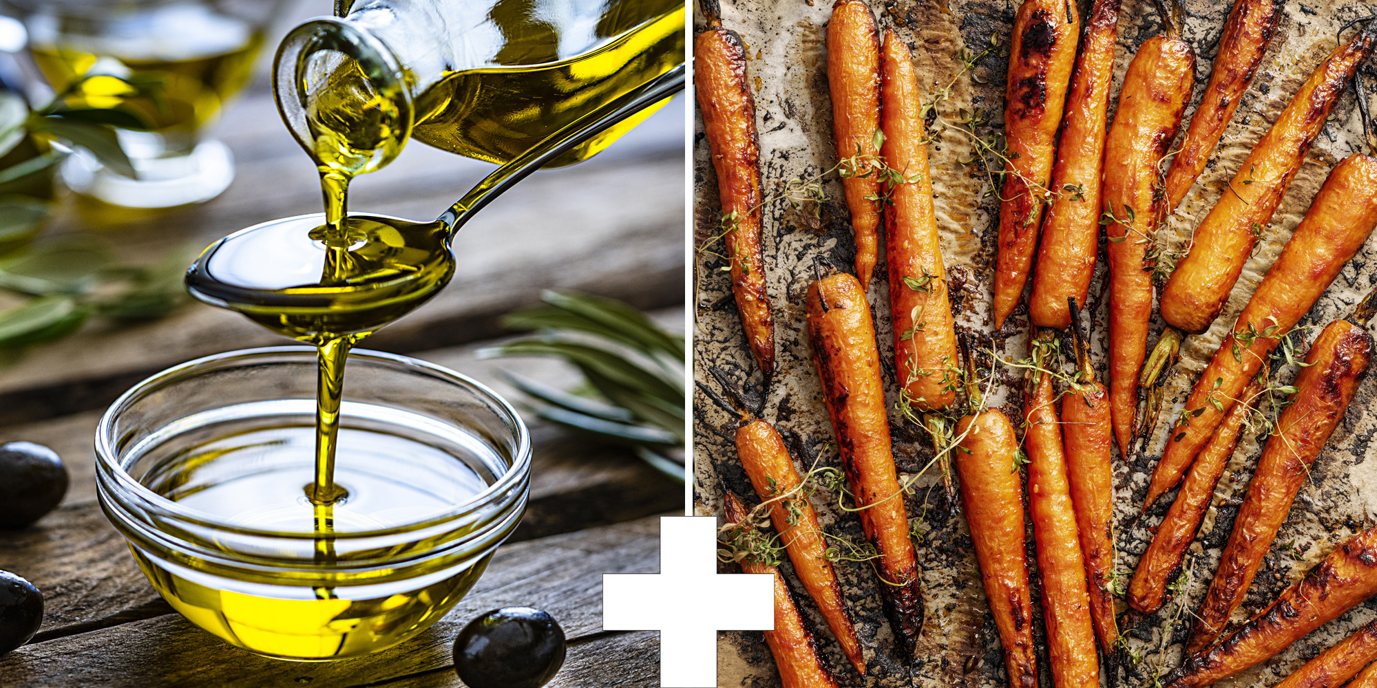 Olive oil and roast carrots (healthy fats help Vitamin absorption)