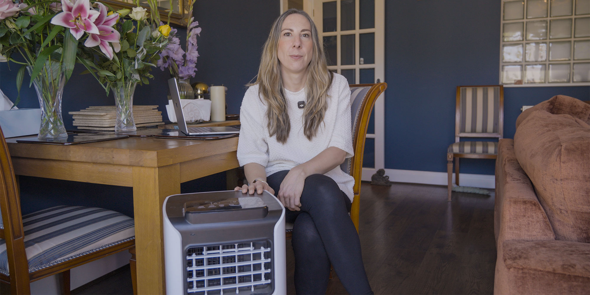 Air con expert at home with an air conditioner