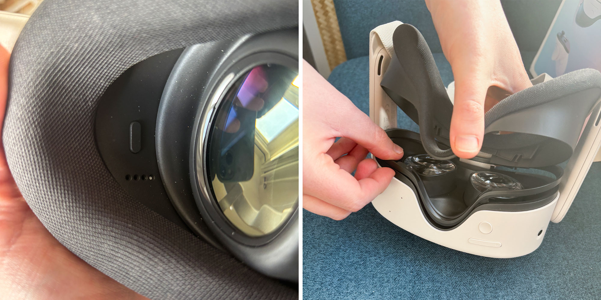 An image showing how both headsets can be adjusted for glasses wearers