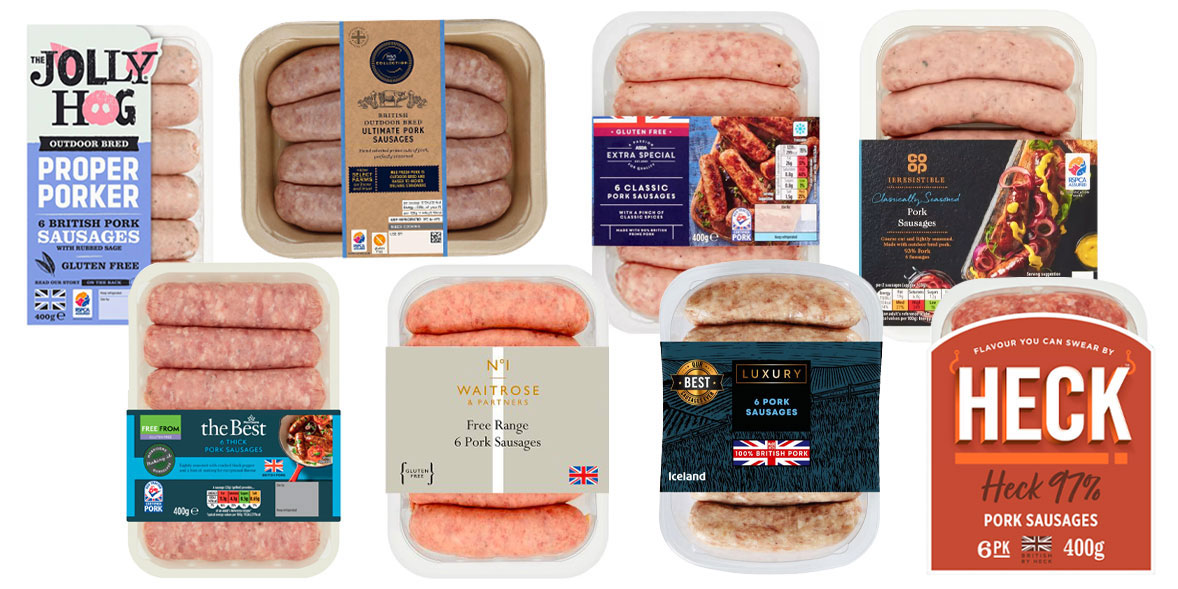 Best premium pork sausages Heck and Jolly Hog vs supermarket ownbrand