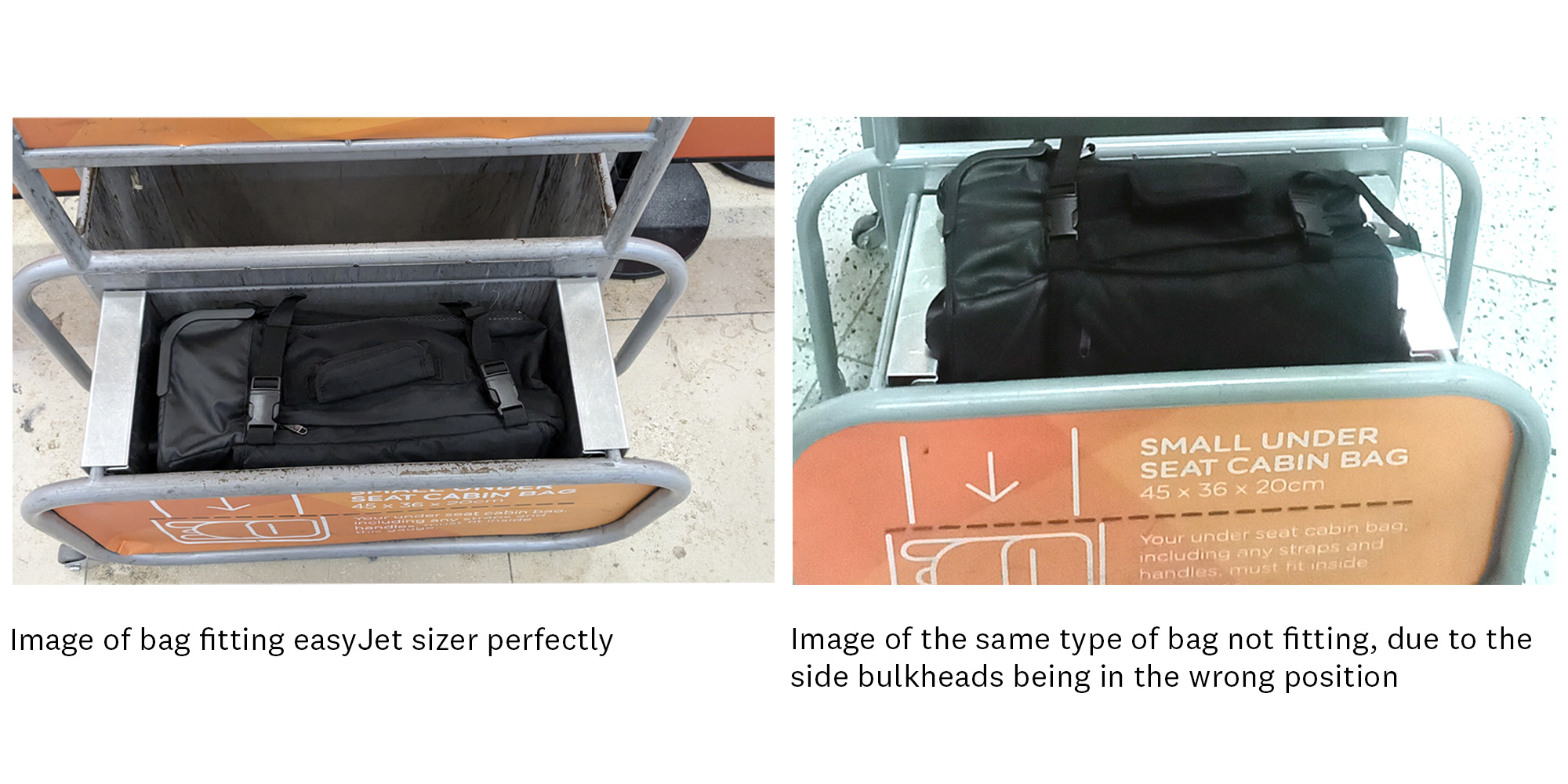 EasyJet cabin bag sizers compared