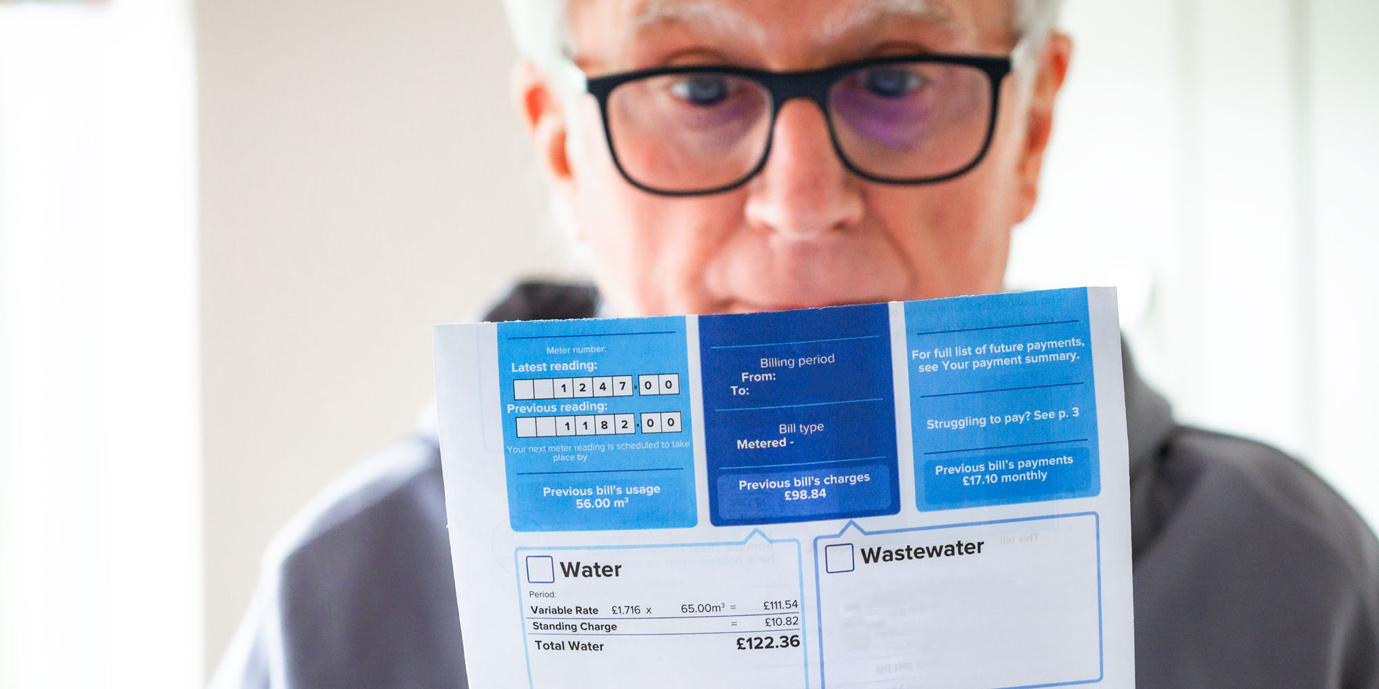 Man reading bill