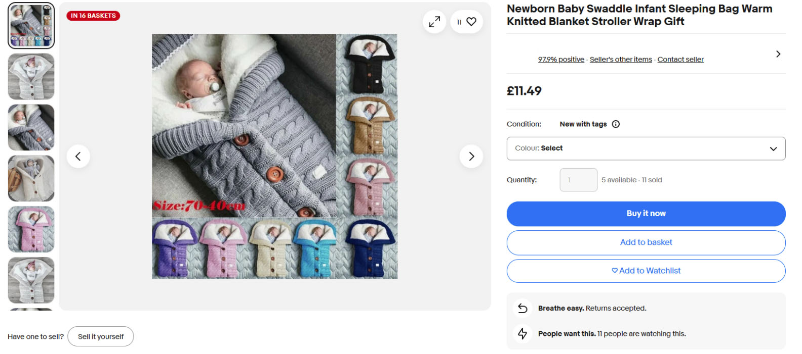 Unsafe baby sleeping bag from eBay