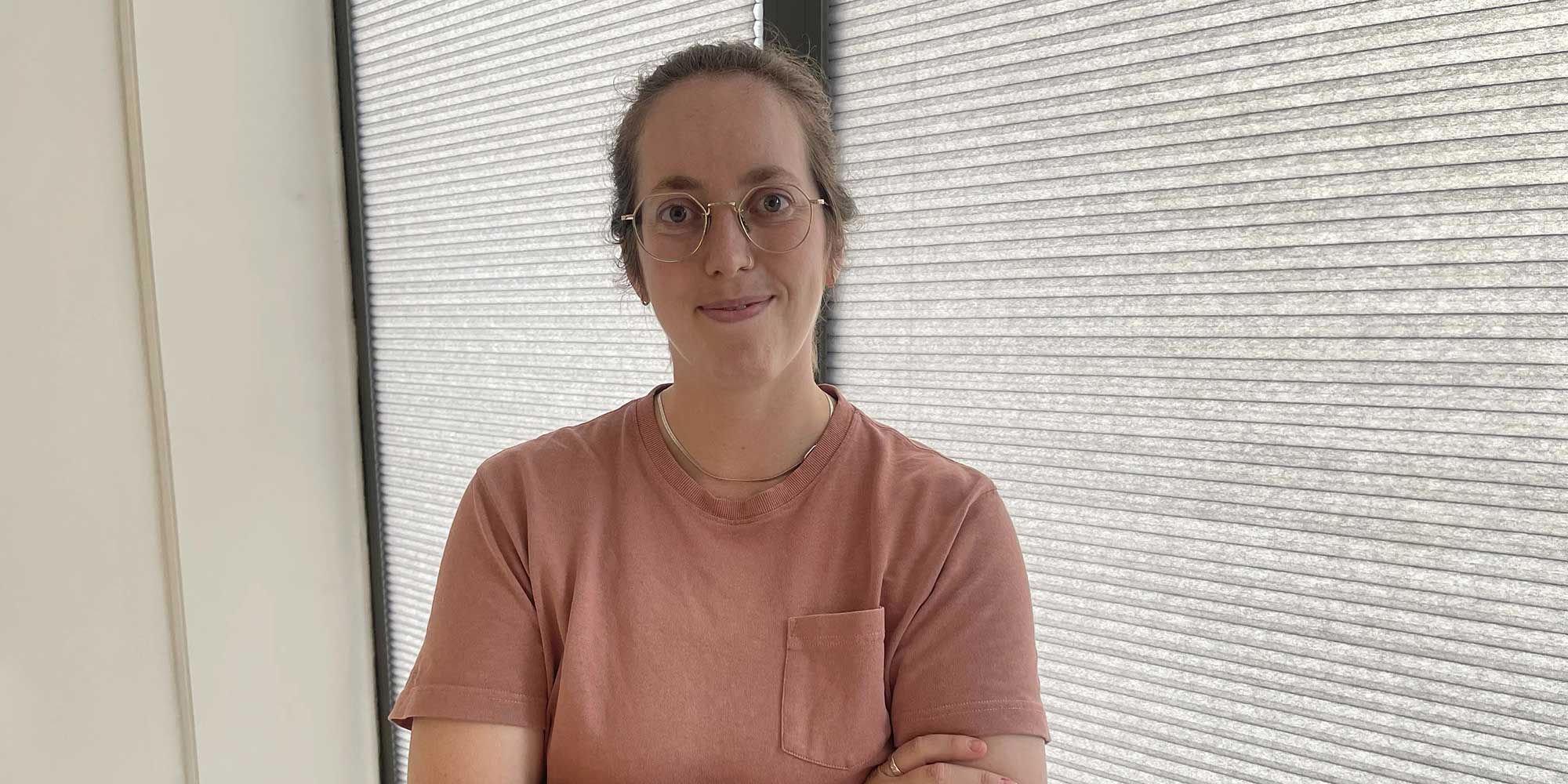 Poppy Gaunt, Which? senior editor, pictured with her stick-on blinds