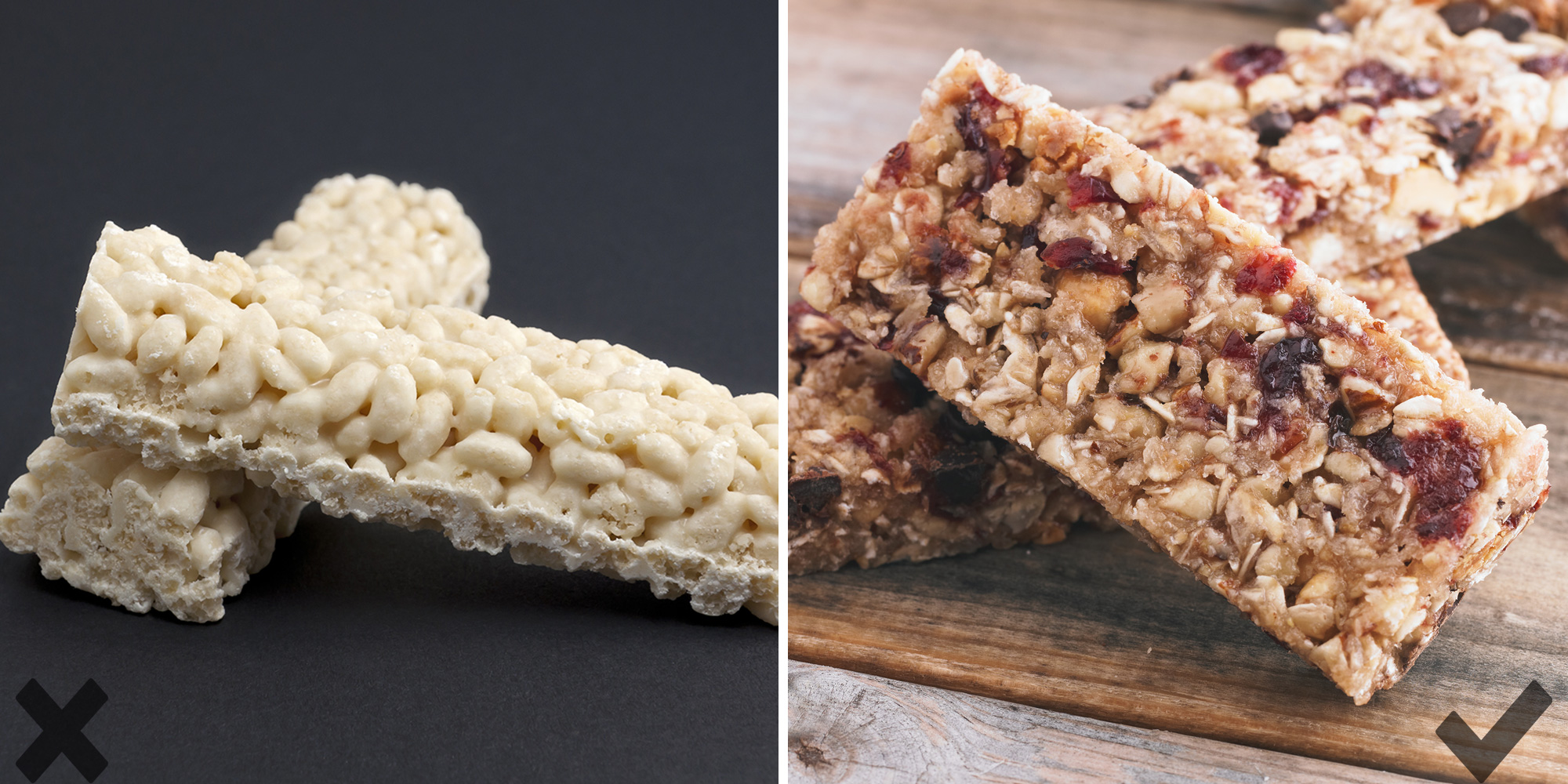 Puffed rice breakfast bars vs oat and fruit bars