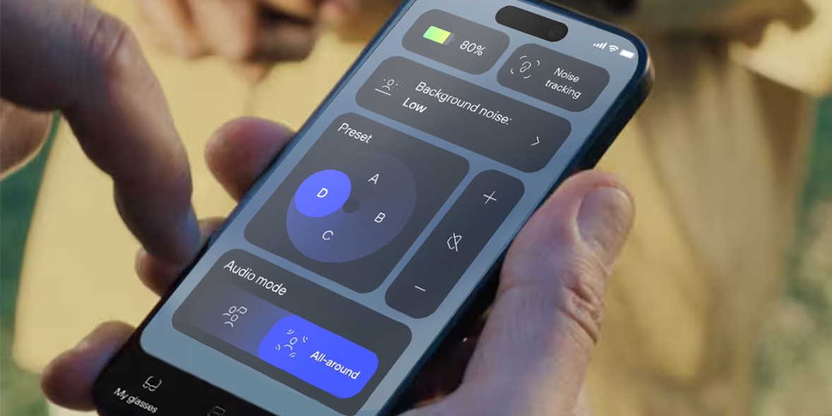 Nuance Audio glasses app on a phone