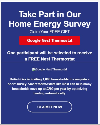 A scam email impersonating British Gas