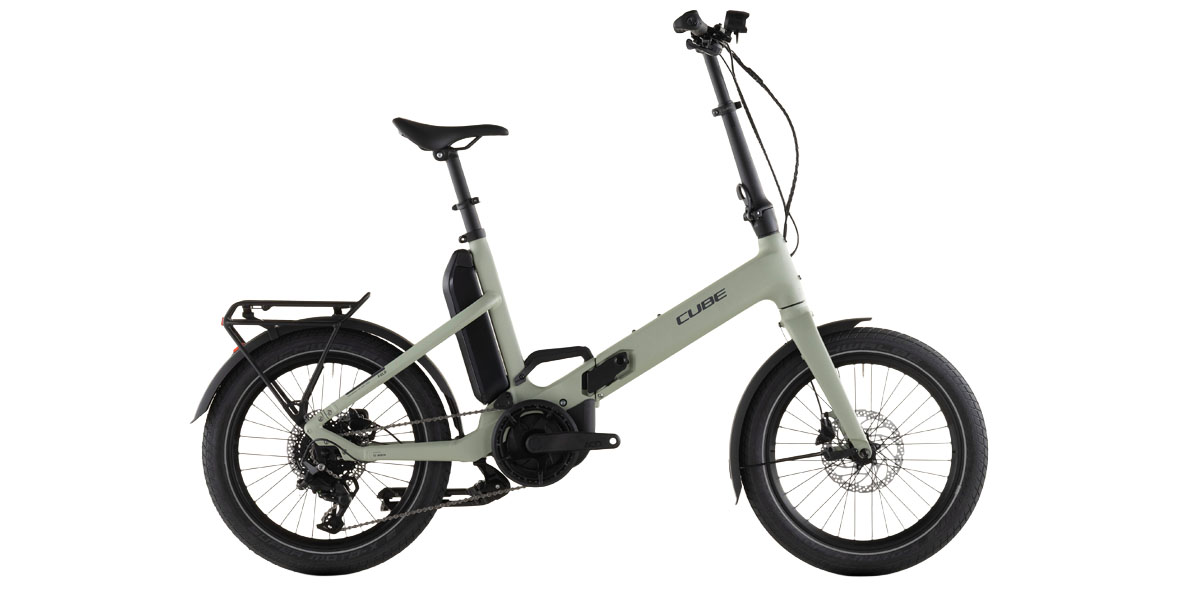 Sand coloured Cube Fold Hybrid 545 folding electric bike