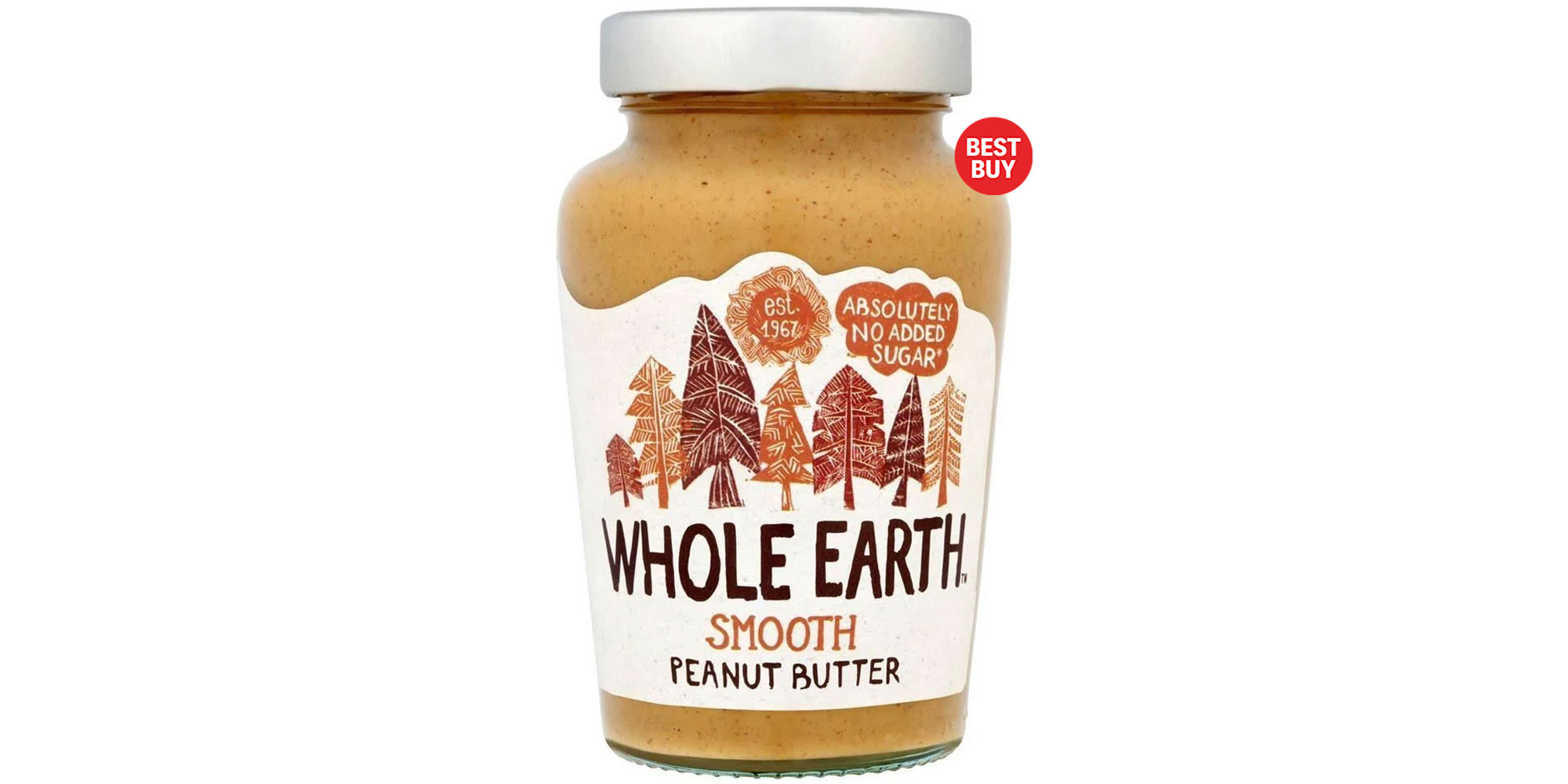 Jar of Whole Earth smooth peanut butter with Best Buy logo