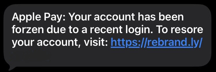 A scam text impersonating Apple Pay