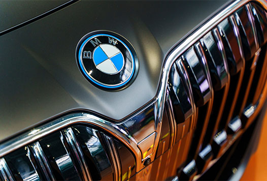 BMW logo on the front of a BMW car