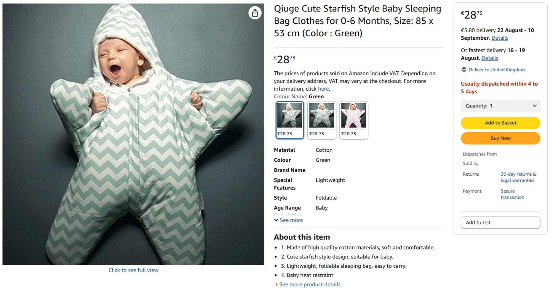 Unsafe sleeping bag from Amazon