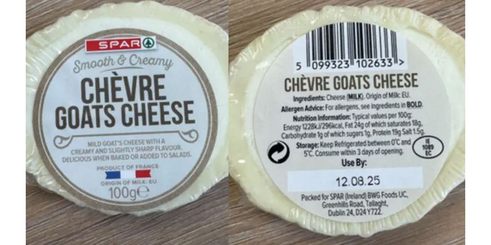 Recalled Spar goat's cheese
