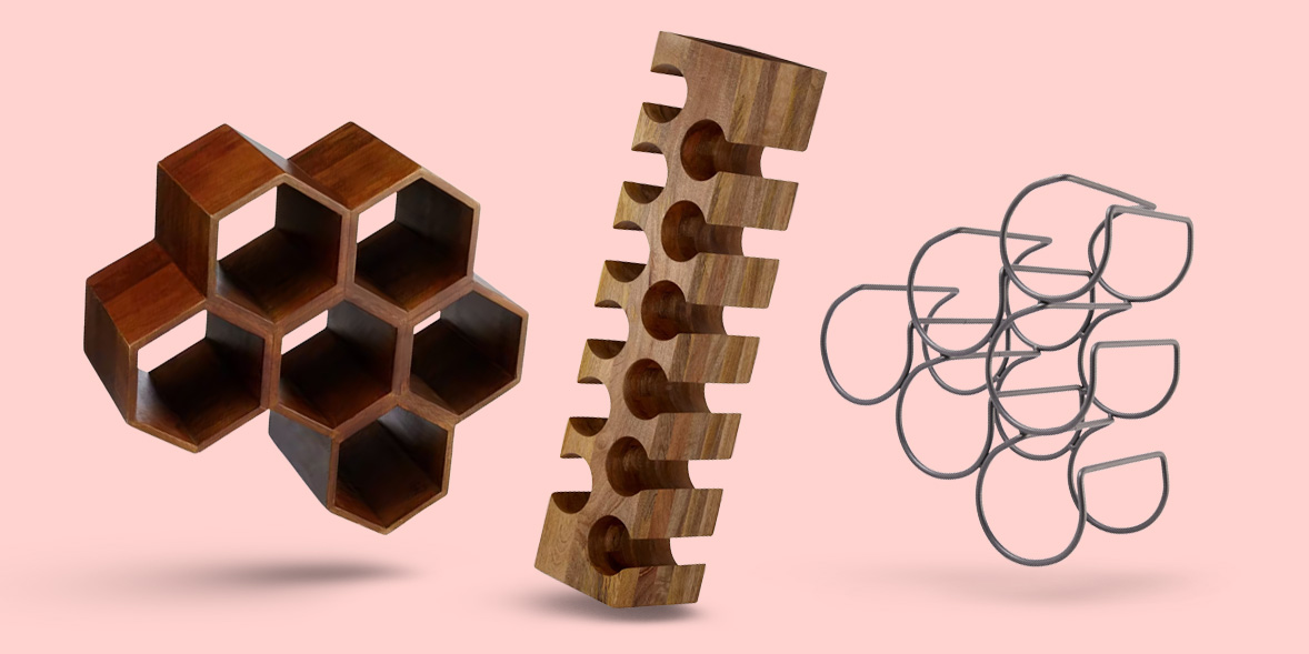 Three wine racks