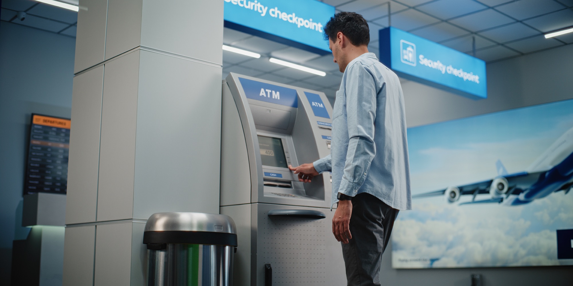 A cash machine at an airport