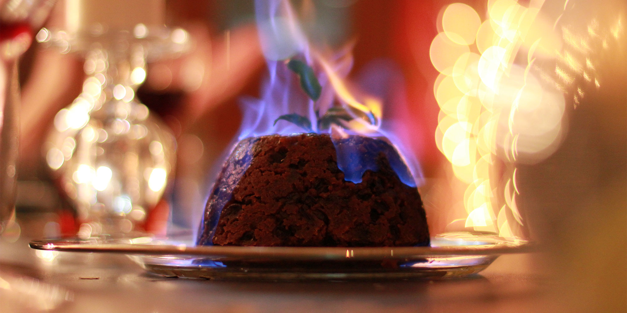 Flaming Christmas pudding
