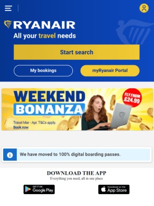 A scam website impersonating Ryanair