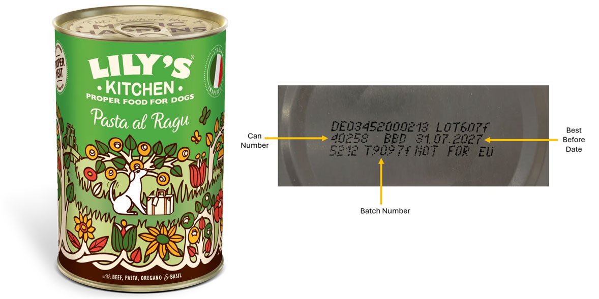 Recalled Lily's Kitchen dog food