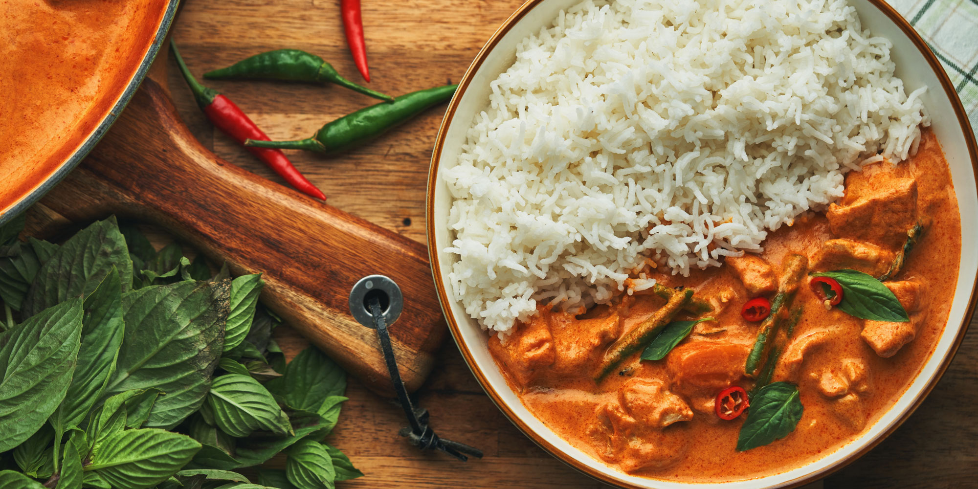 spicy curry and rice in a bowl 