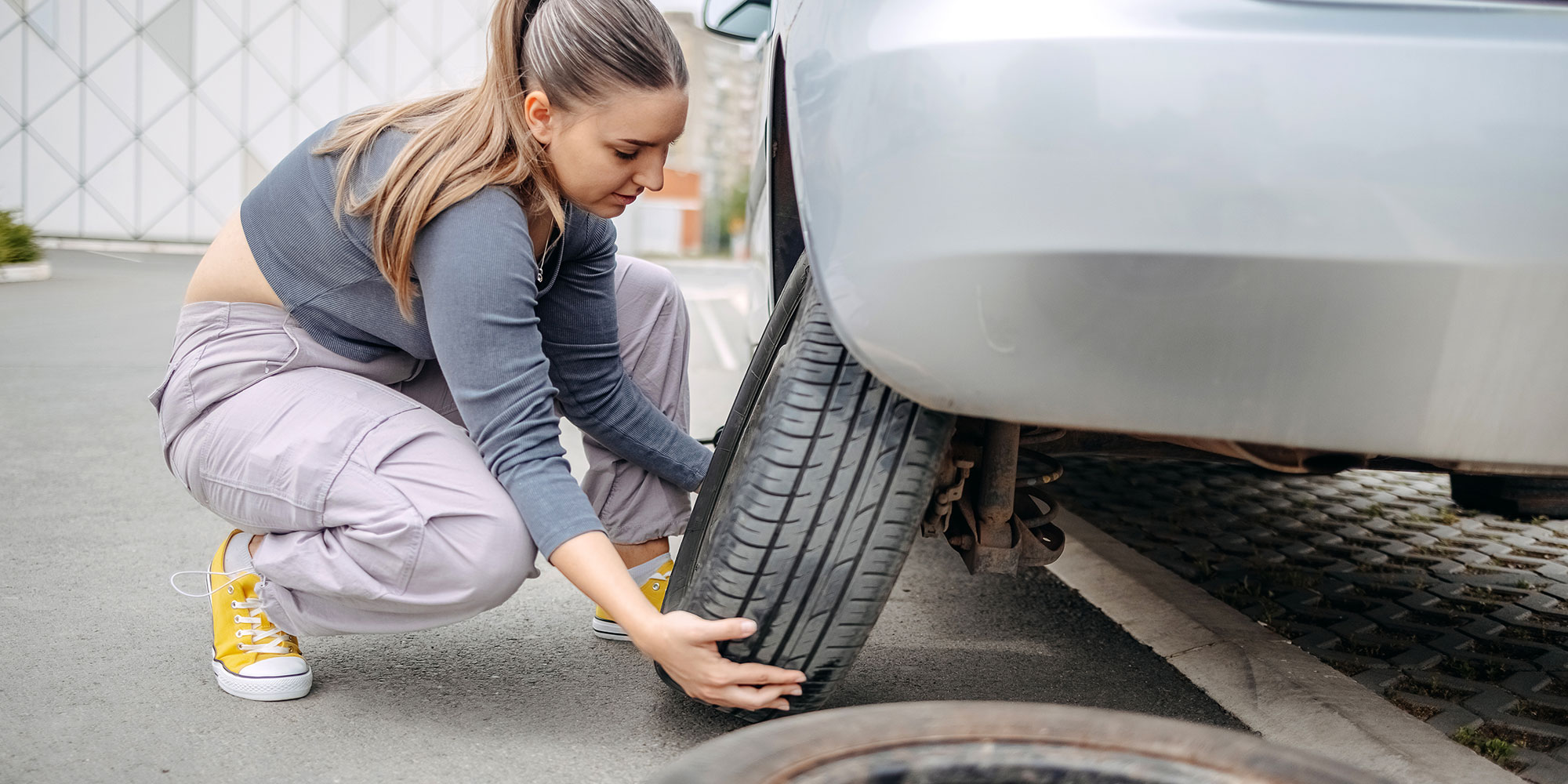 Changing tyre on a car