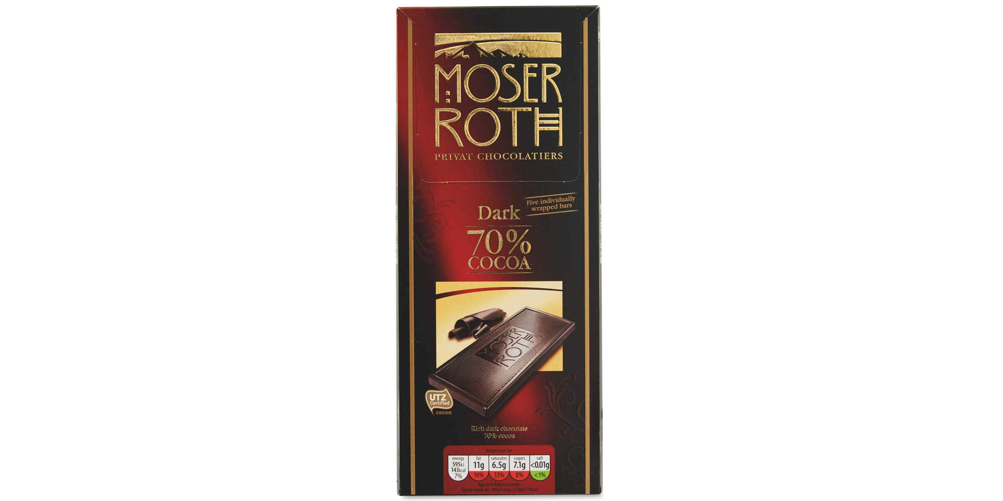 Aldi Moser Roth 70% Cocoa Dark Chocolate Bars