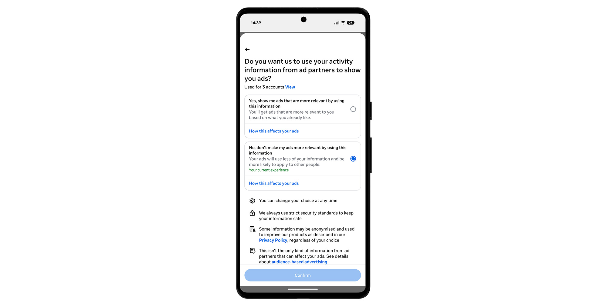 Instagram ad settings