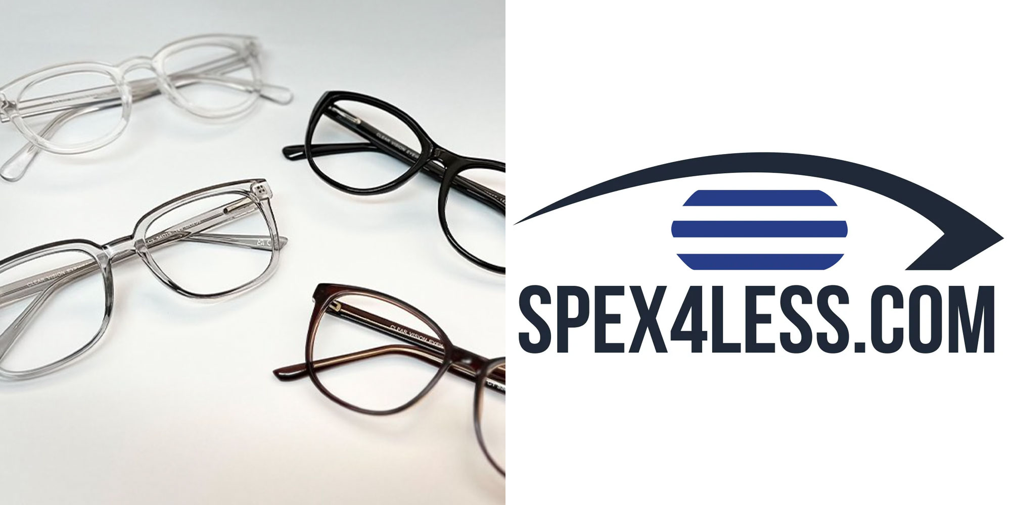 Spex4Less.com logo and pairs of glasses