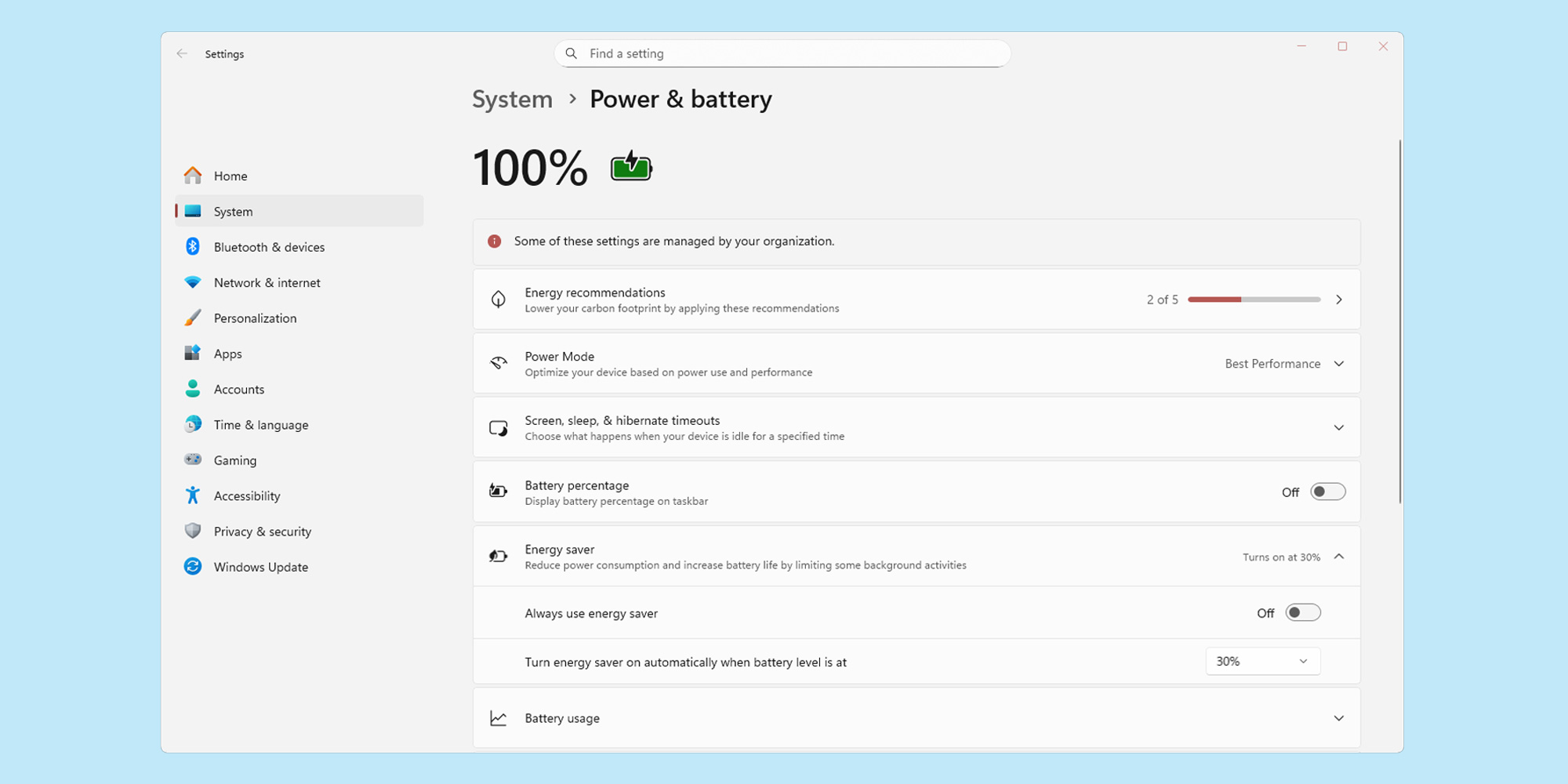 Windows 11 battery screen
