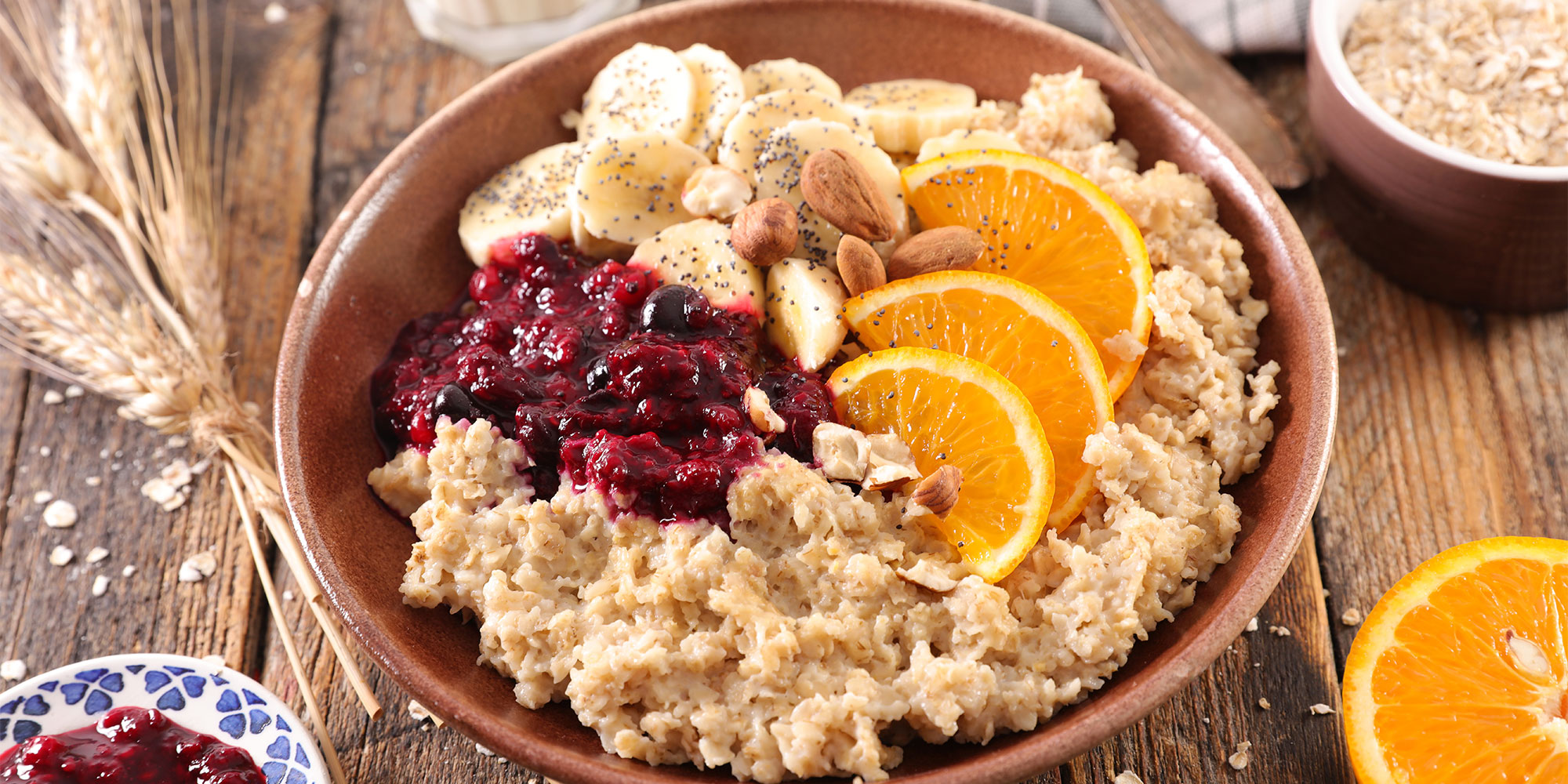 high fibre breakfast oats porridge