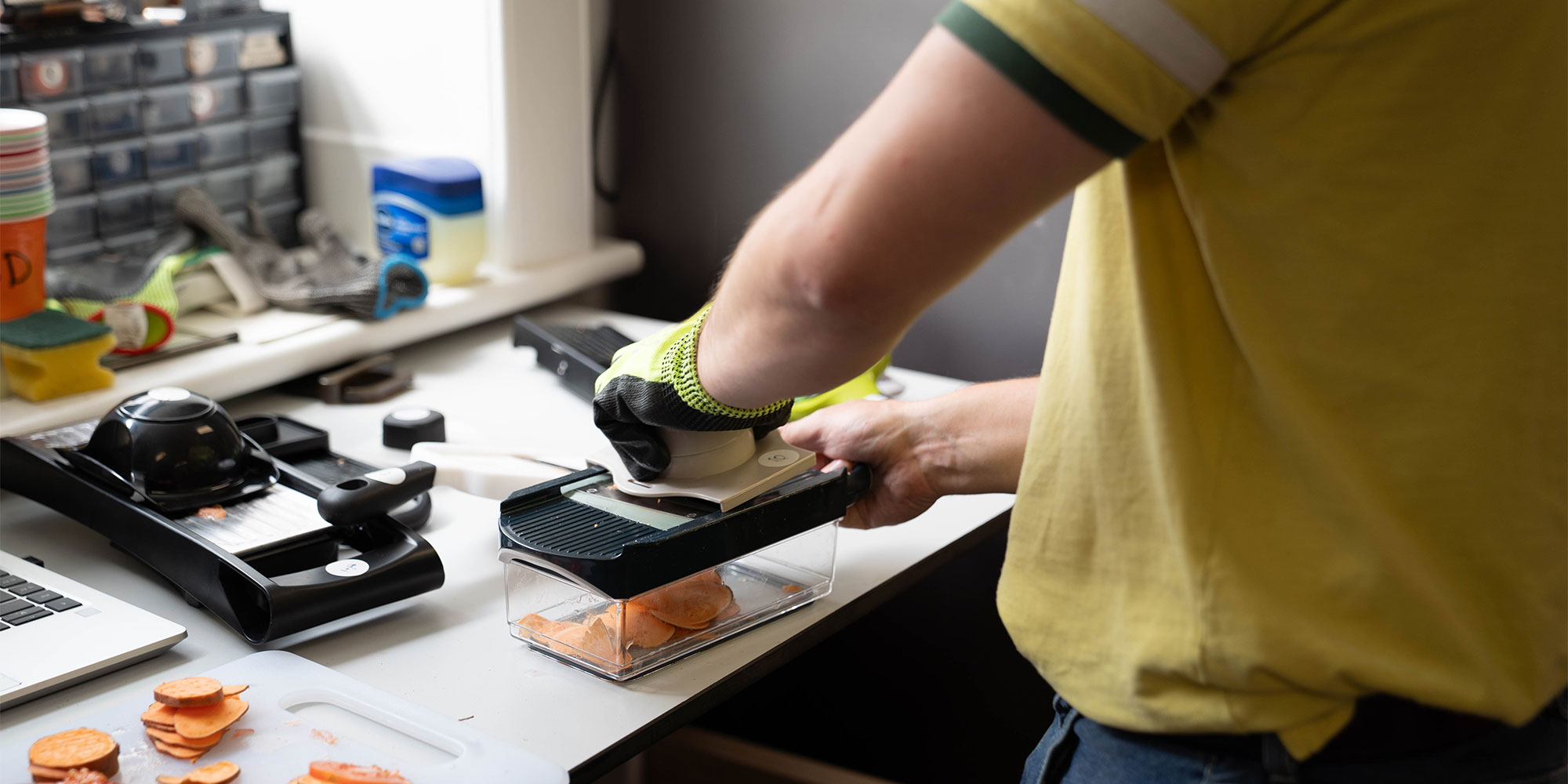 Mandoline slicers being tested in the Which? lab