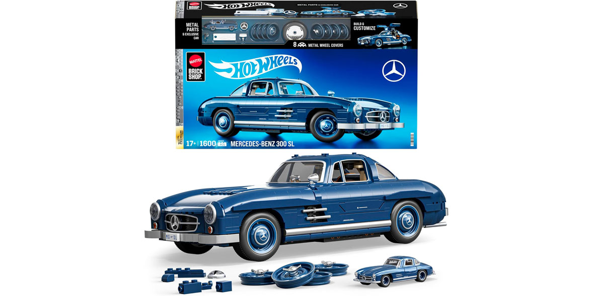 Mattel Brick Shop Hot Wheels Premium Series Building Set, Mercedes-Benz 300 SL With 1600 Pieces