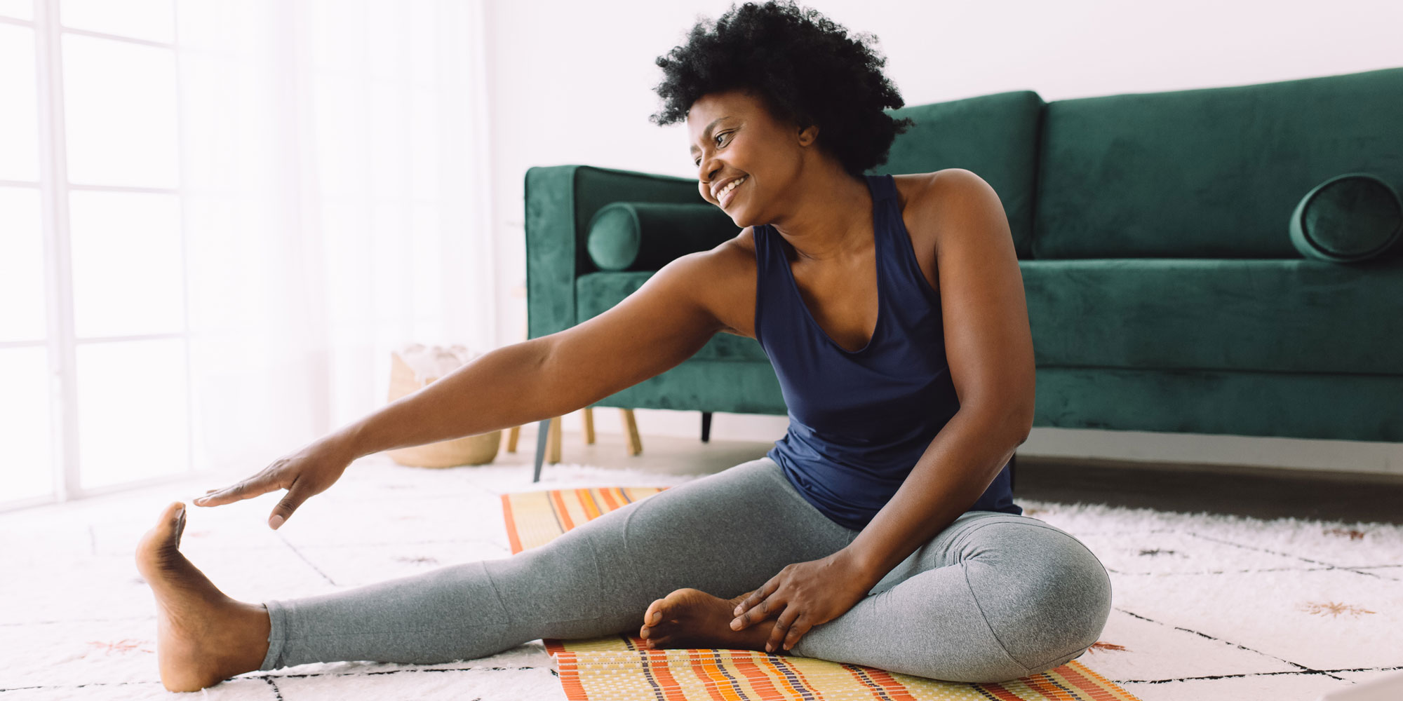 Middle aged woman stretching