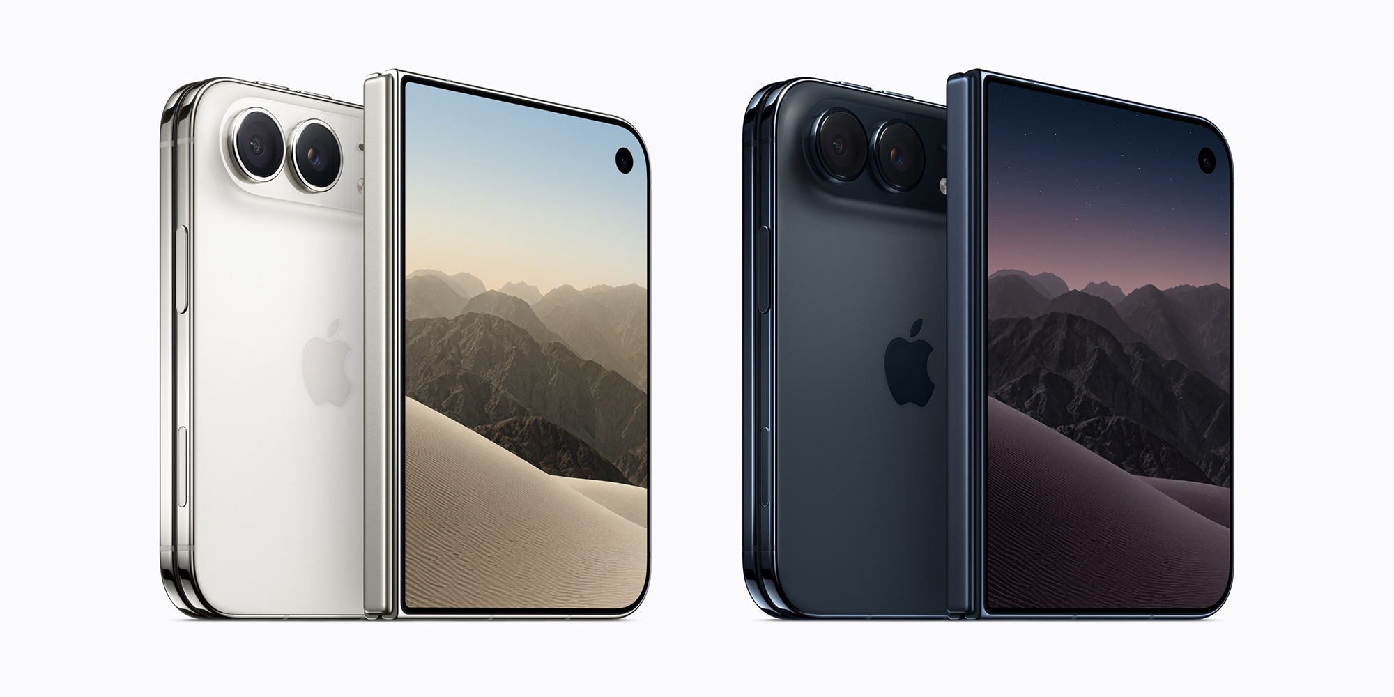 Both iPhone Duo colours: dark blue and off-white