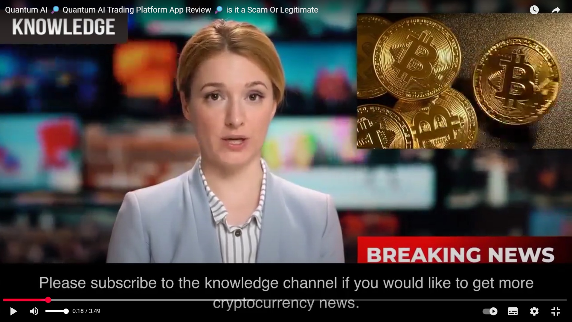 A scam video on YouTube promoting Quantum AI