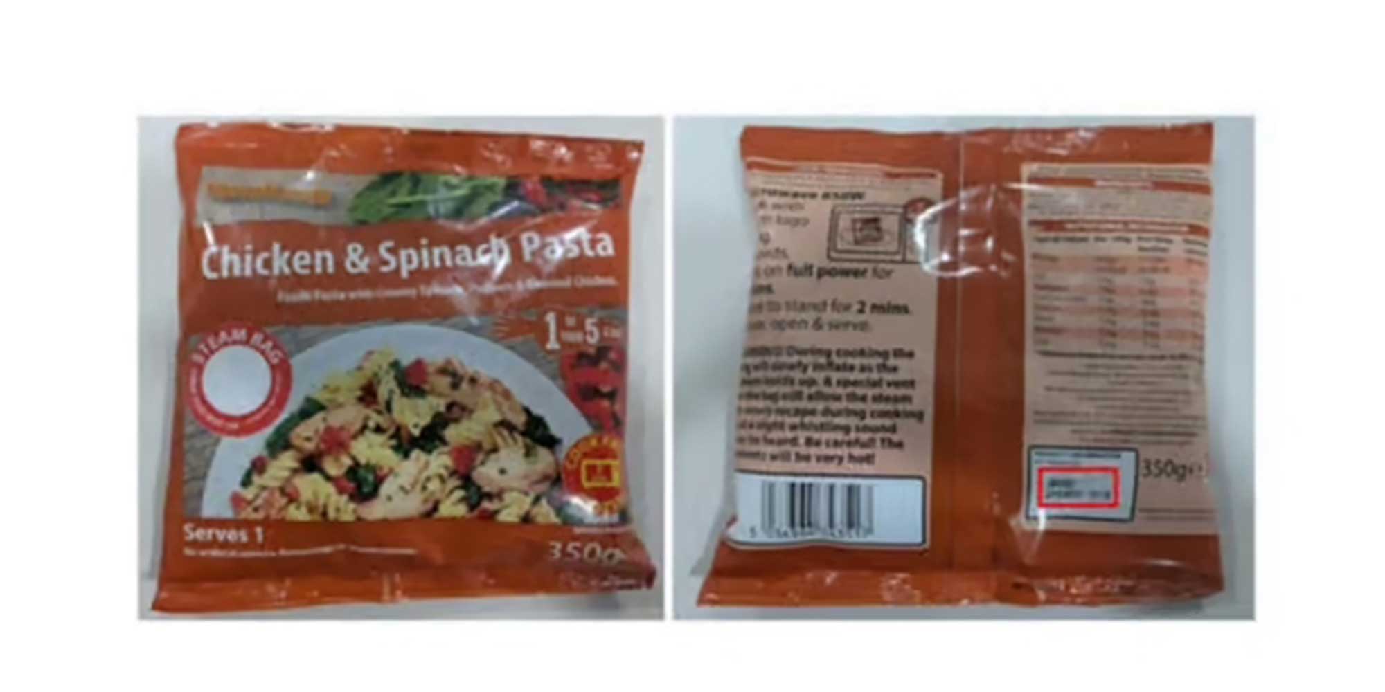 Recalled Farmfoods chicken pasta