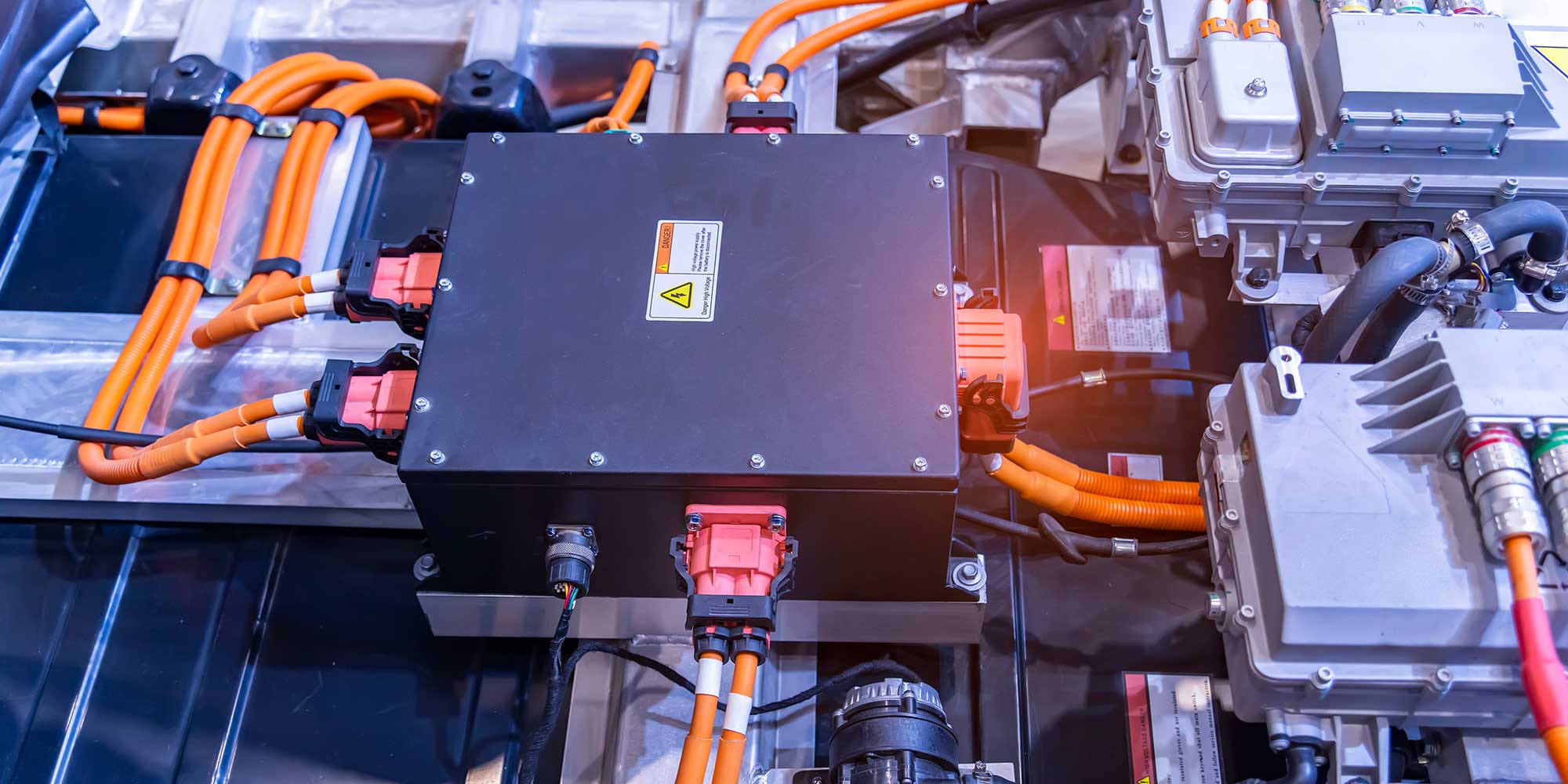 Part of the battery system of an electric car.