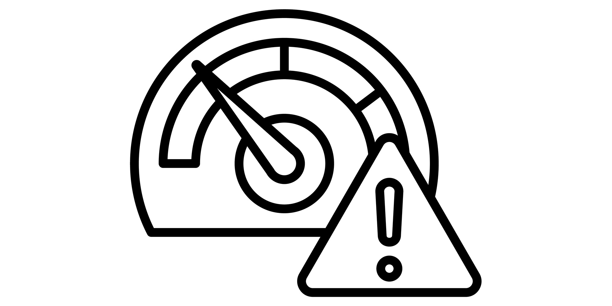 An icon showing a speedometer and a warning triangle