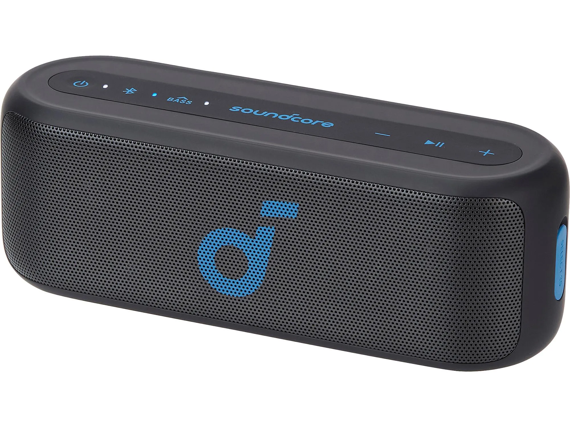 SoundCore by Anker Select 2S speaker. Black plastic rectangular speaker with rounded edges